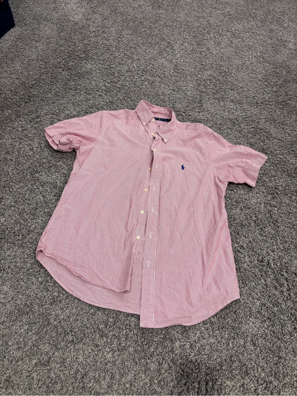 Ralph Lauren Pink Striped Short-Sleeve Button-Down Shirt